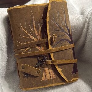 Artistic Brown Leather Journal with Tree of Life Design